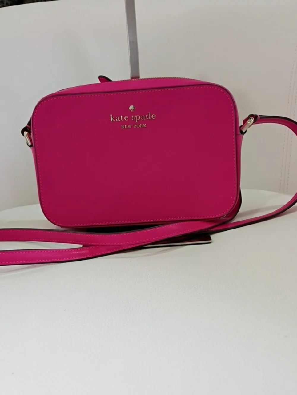 Kate Spade Staci Mini Saffiano Leather Hot Pink Crossbody Camera Bag